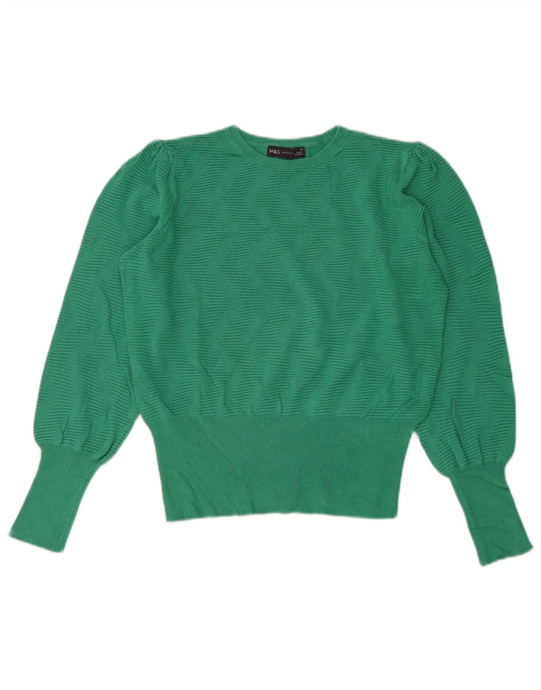 Maglione maglione girocollo corto da donna Marks & Spencer UK 14 verde medio