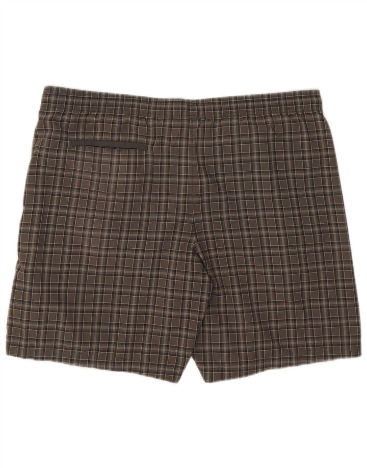 Pantaloncini da bagno da uomo Adidas grandi in poliestere a quadri grigi