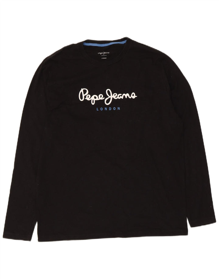 PEPE Jeans Top grafico da uomo a maniche lunghe grande nero