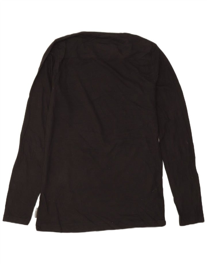 French Connection Top da uomo a manica lunga grande in cotone nero