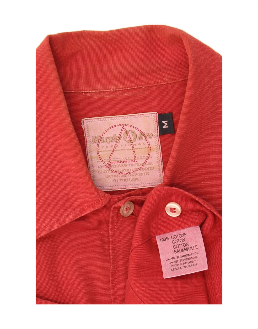 MURPHY & NYE Mens Short Sleeve Shirt Medium Red Cotton Vintage Murphy & Nye and Second-Hand Murphy & Nye from Messina Hembry 