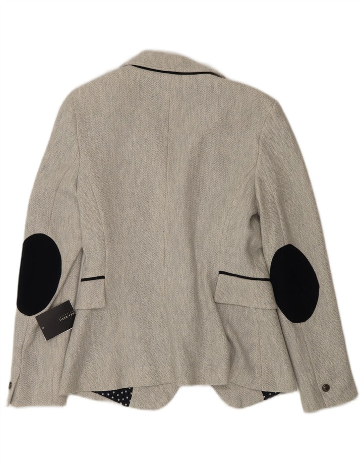 Giacca blazer a 1 bottone da donna Zara UK 12 grigio medio a spina di pesce