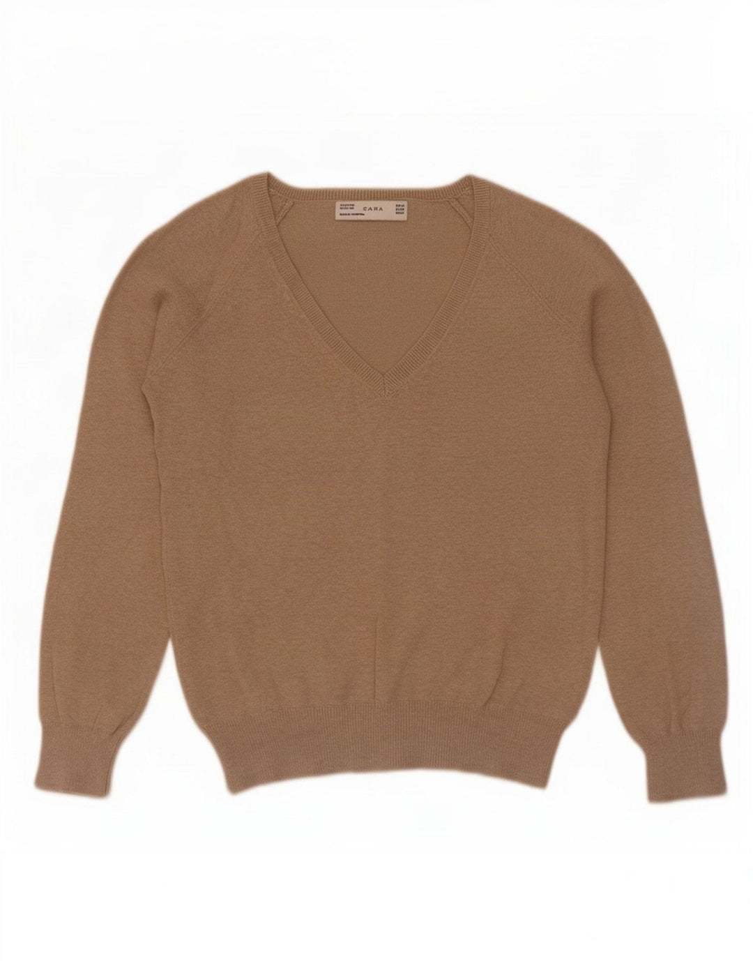 Maglione Zara da donna con scollo a V UK 12 Cotone beige medio