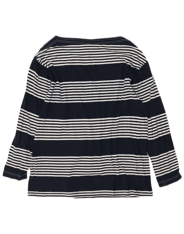 Trussardi Jeans Top Grafico da Donna Manica Lunga UK 14 Medio Blu Navy