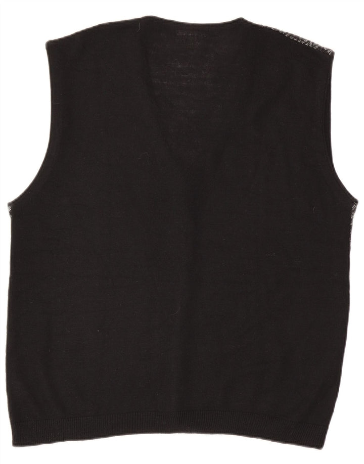 Maglione cardigan senza maniche da uomo Rodes XL nero a rombi/lana diamante