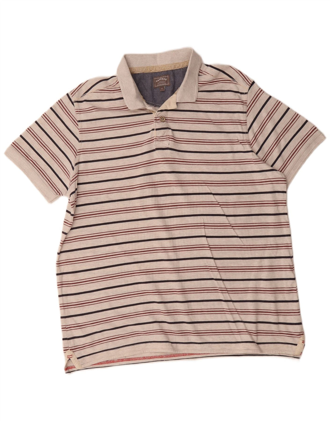 Polo da uomo Fat Face XL in cotone a righe grigie