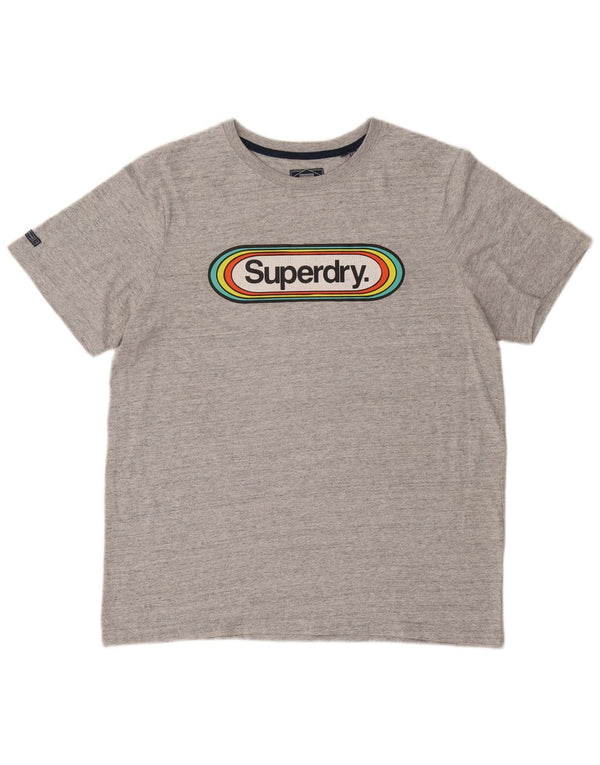 T-shirt grafica da uomo Superdry Top 2XL cotone chiazzato grigio
