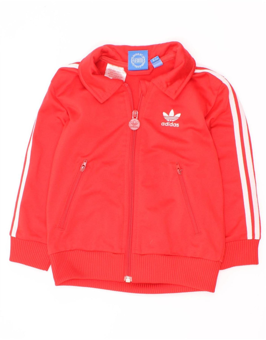 Giacca da ginnastica grafica da ragazzo Adidas 2-3 anni in poliestere rosso