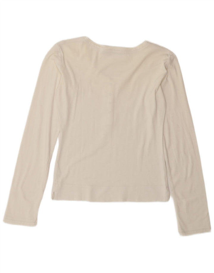 Maglia da donna Gas a maniche lunghe UK 12 medio cotone bianco sporco