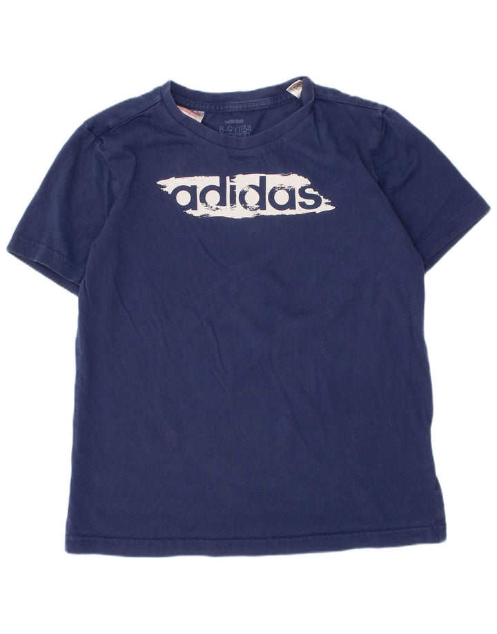 Maglietta grafica Adidas da ragazzo, 8-9 anni, in cotone blu navy
