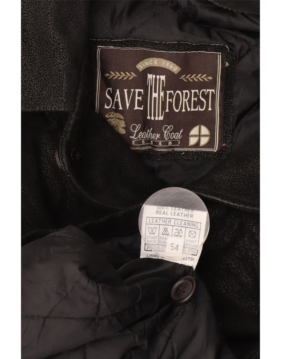SAVE THE FOREST Giacca in pelle da uomo IT 54 2XL Pelle nera