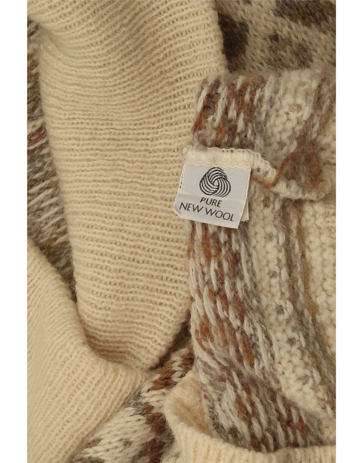 Maglione cardigan da donna vintage UK 14 Beige medio Fair Isle