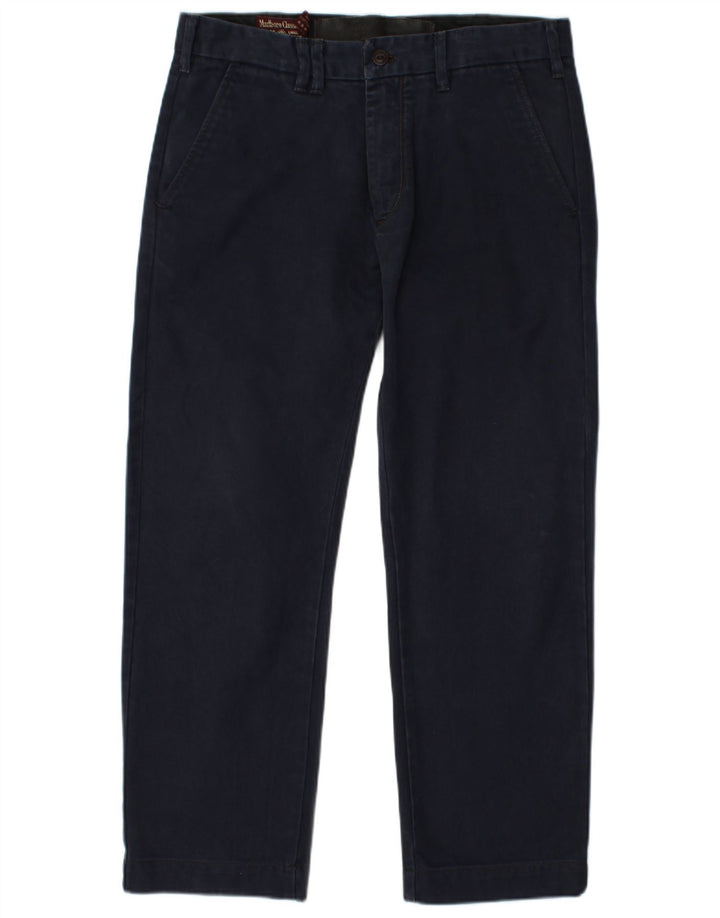 MARLBORO CLASSICS Pantaloni chino dritti da uomo W33 L28 cotone blu navy