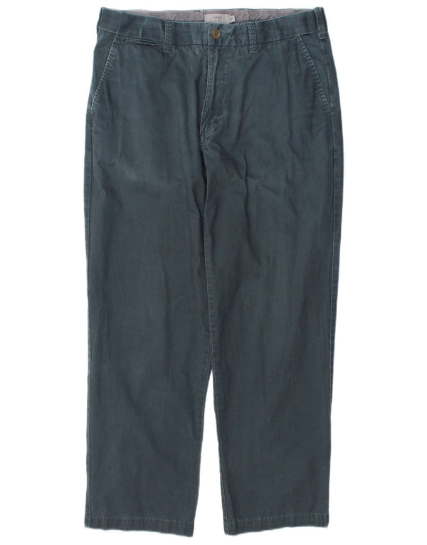 Pantaloni chino dritti da uomo Marks & Spencer W34 L29 cotone blu navy