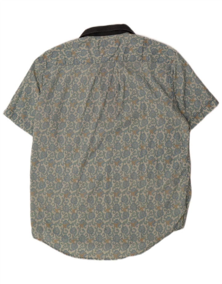 Camicia pullover a maniche corte da uomo Peter Elliot in cotone floreale blu medio