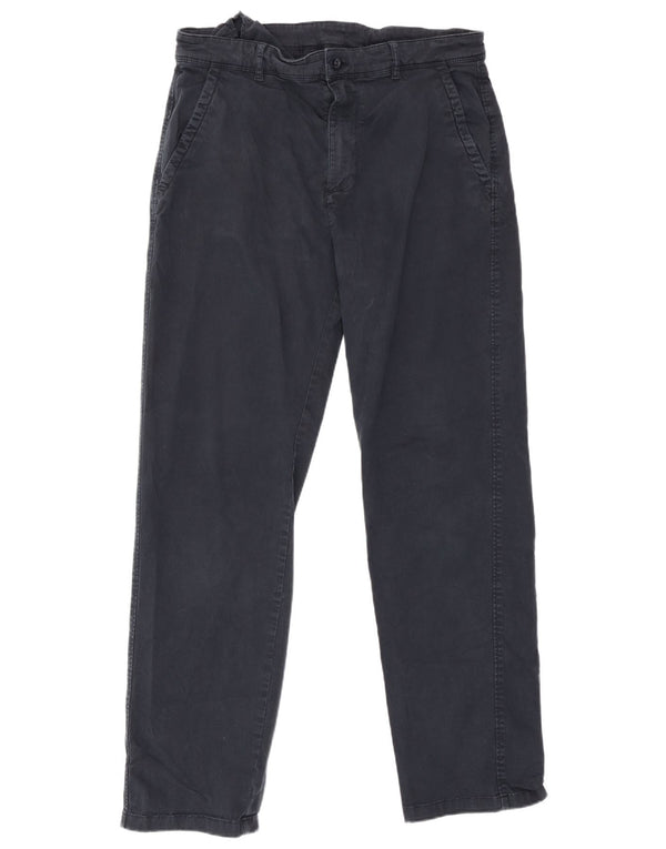 Pantaloni chino dritti da uomo Zara EU 42 Large W32 L30 cotone blu navy