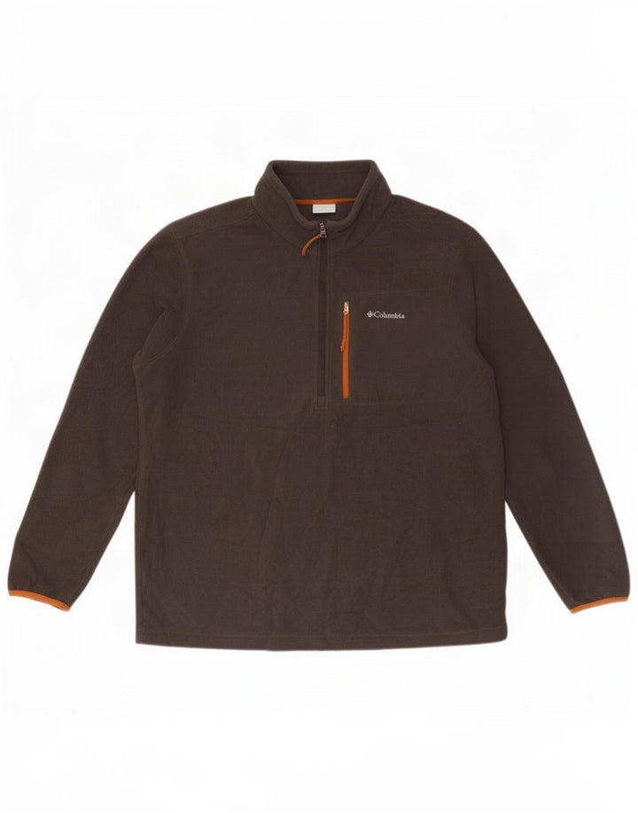 Maglione in pile Columbia da uomo con zip e collo XL in poliestere grigio