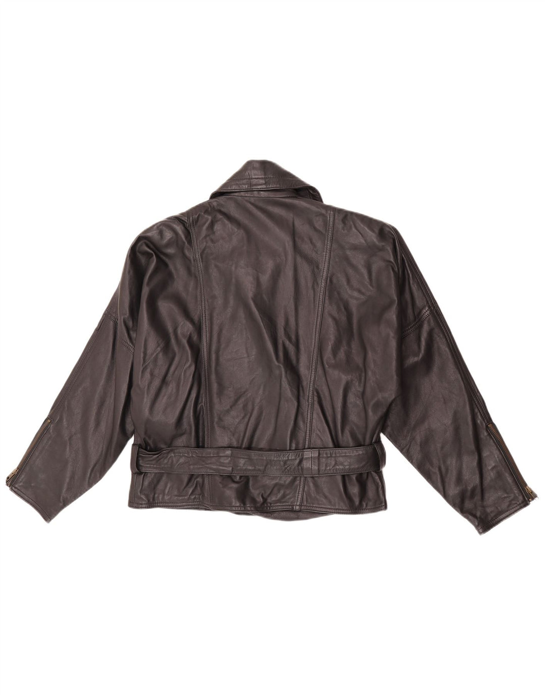 Giacca in pelle da motociclista vintage da donna EU 38 in pelle nera media