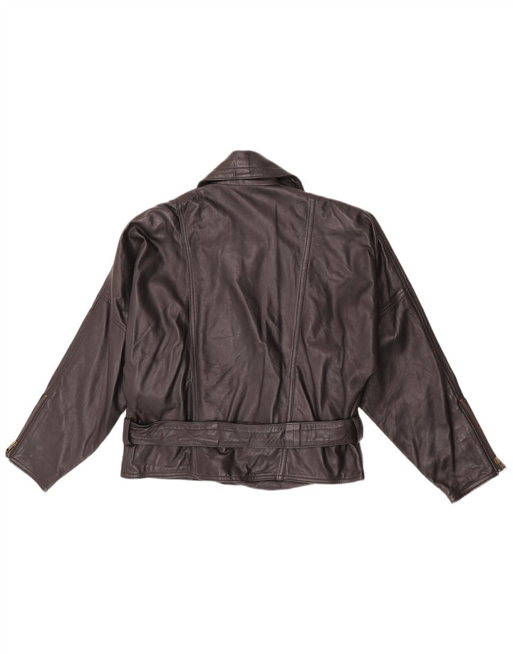 Giacca in pelle da motociclista vintage da donna EU 38 in pelle nera media