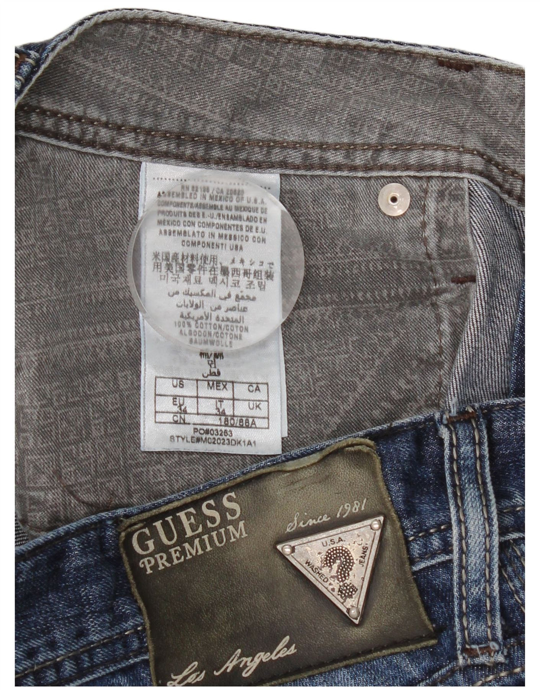 Jeans dritti da uomo Guess W34 L34 cotone blu