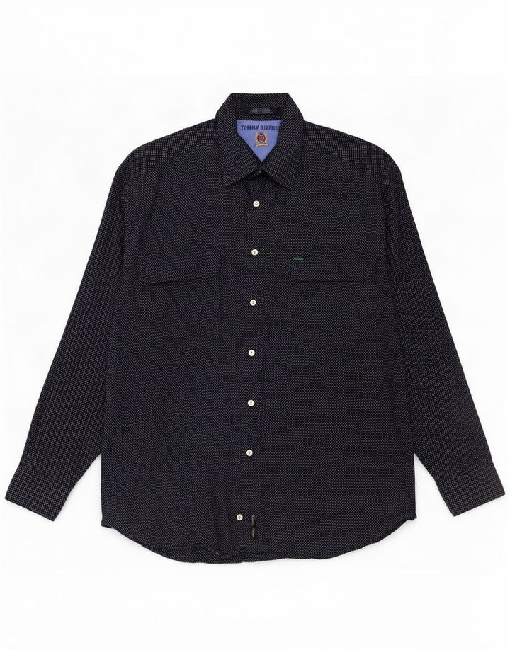 Tommy Hilfiger Camicia da uomo grande in rayon maculato blu navy