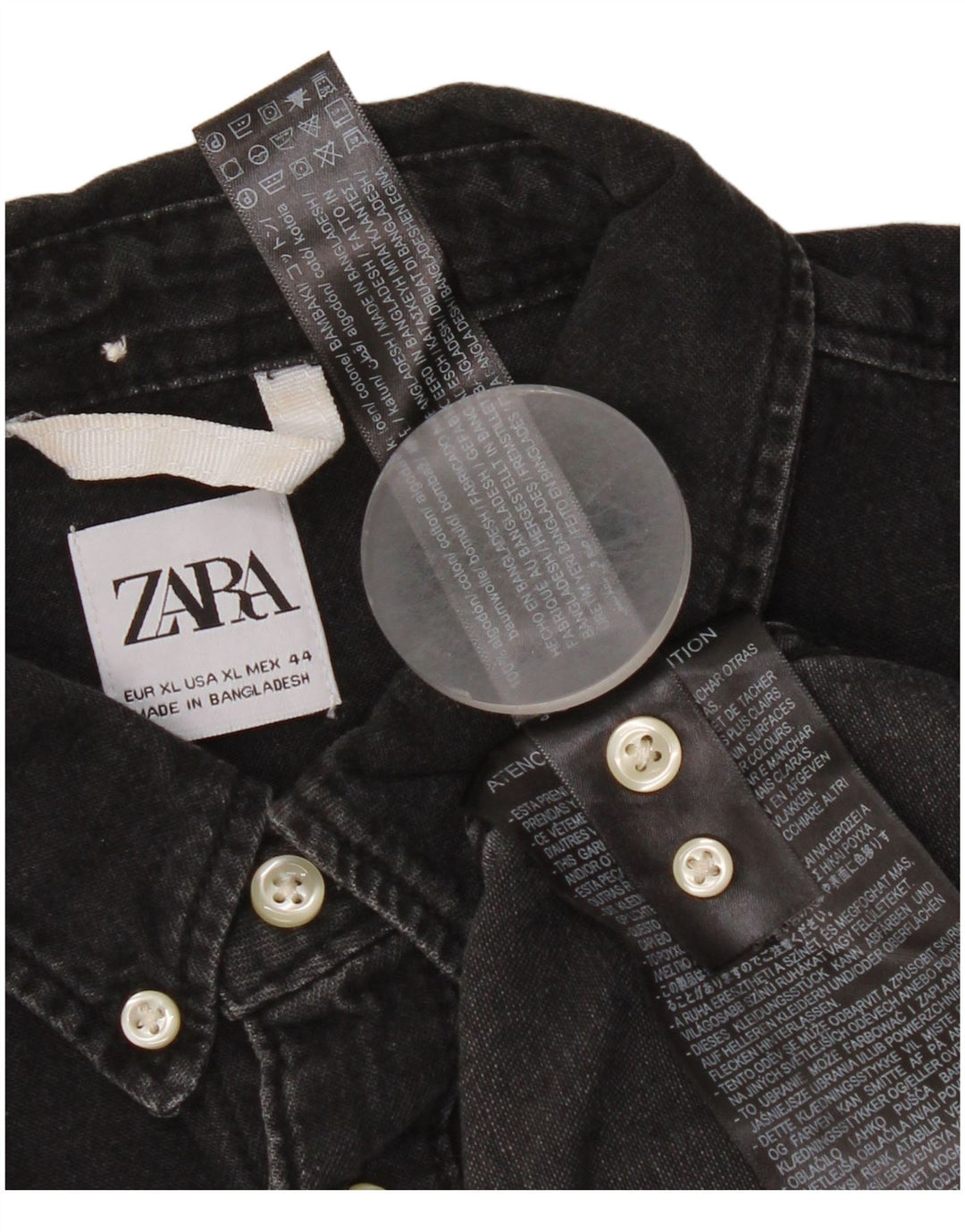 Camicia in denim da uomo Zara XL in cotone nero
