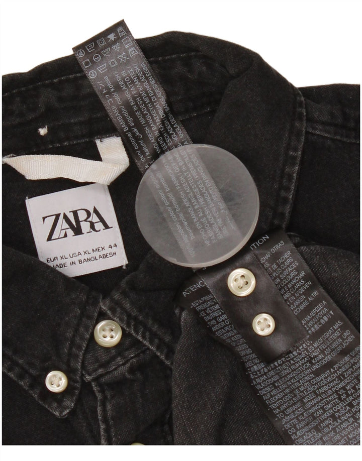 Camicia in denim da uomo Zara XL in cotone nero