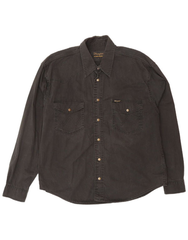 Camicia di jeans da uomo WRANGLER grande in cotone nero