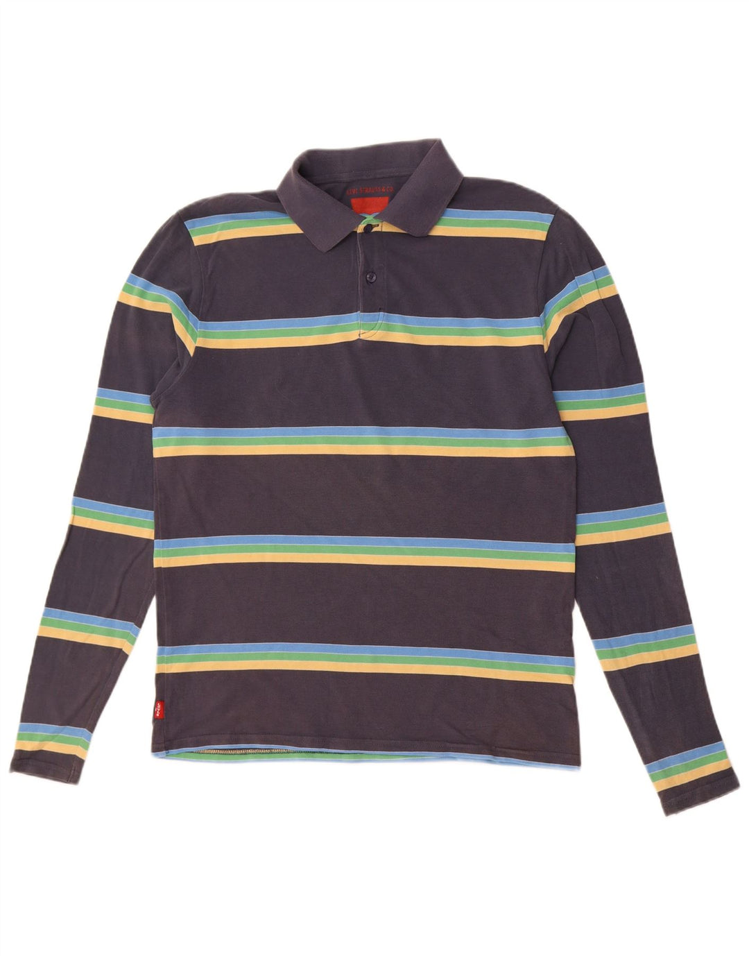 Polo Levi's da uomo a maniche lunghe in cotone a righe blu navy medio