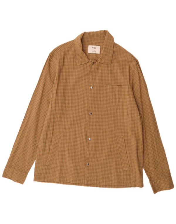 Camicia overshirt da uomo Marks & Spencer in cotone a quadri marrone medio