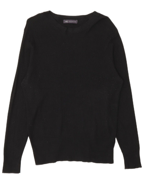 Maglione maglione con scollo a barca da donna Marks & Spencer UK 18 XL viscosa nera