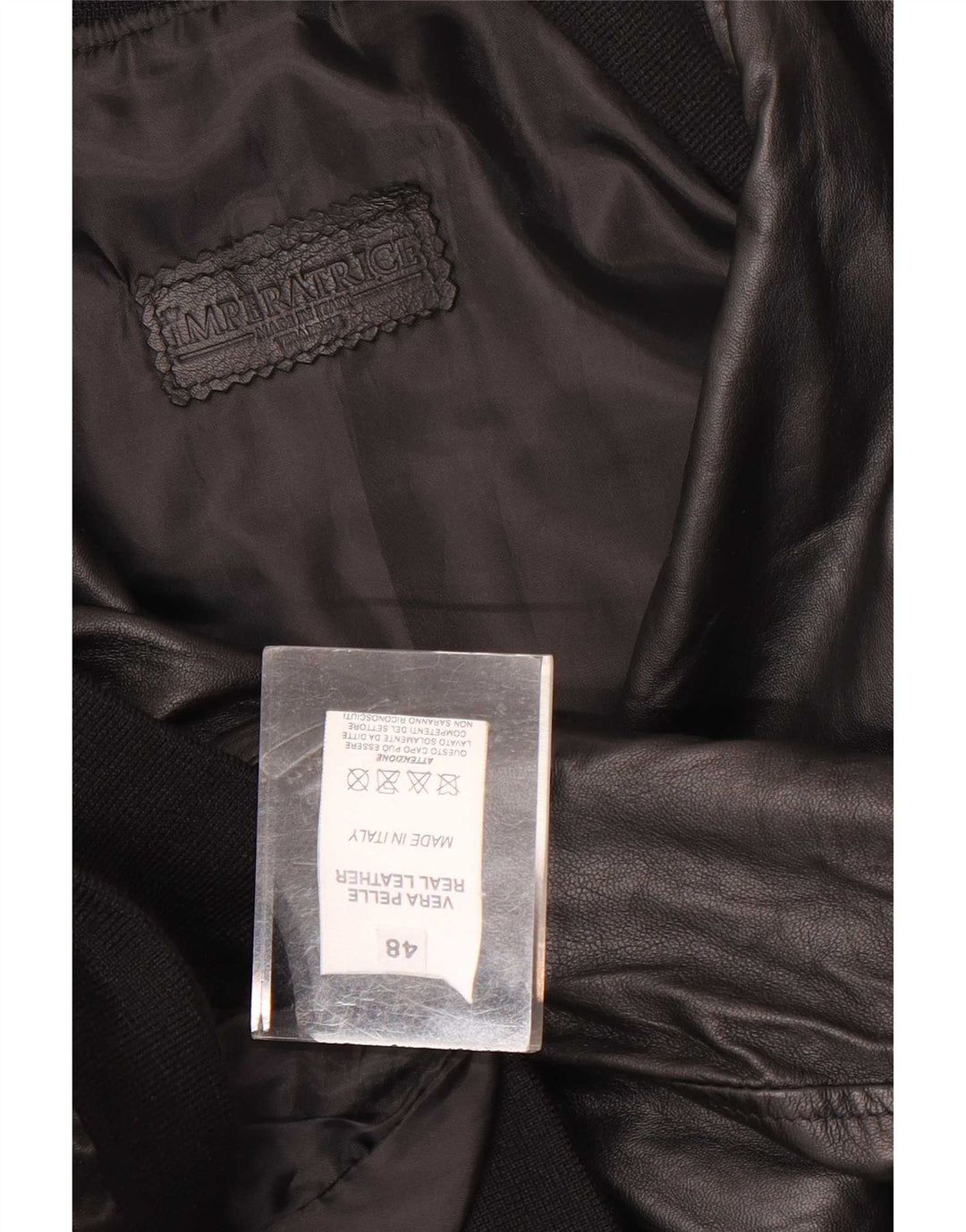 Giubbotto bomber in pelle vintage da uomo IT 48 in pelle nera media