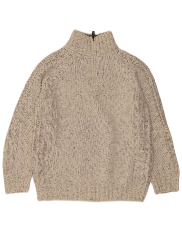 Maglione da uomo Marks & Spencer con zip e collo in acrilico chiazzato bianco medio