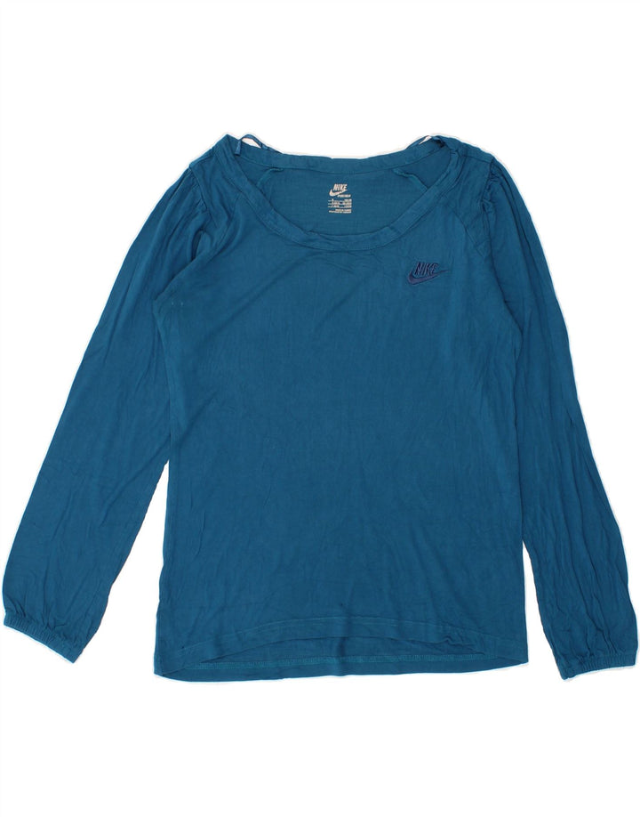 NIKE Womens Top Long Sleeve UK 10/12 Medium Blue Viscose Vintage Nike and Second-Hand Nike from Messina Hembry 