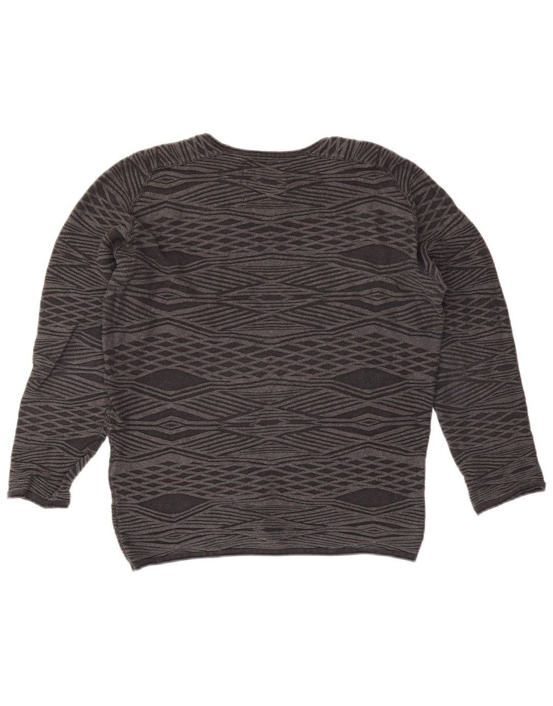 Maglione maglione girocollo da uomo Jack & Jones piccolo cotone grigio a rombi/diamante