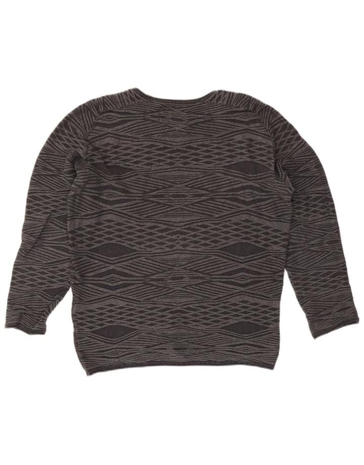 Maglione maglione girocollo da uomo Jack & Jones piccolo cotone grigio a rombi/diamante