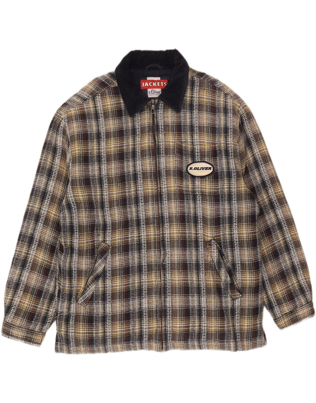 Giubbotto bomber da uomo S.Oliver UK 40 Grande cotone a quadri multicolore