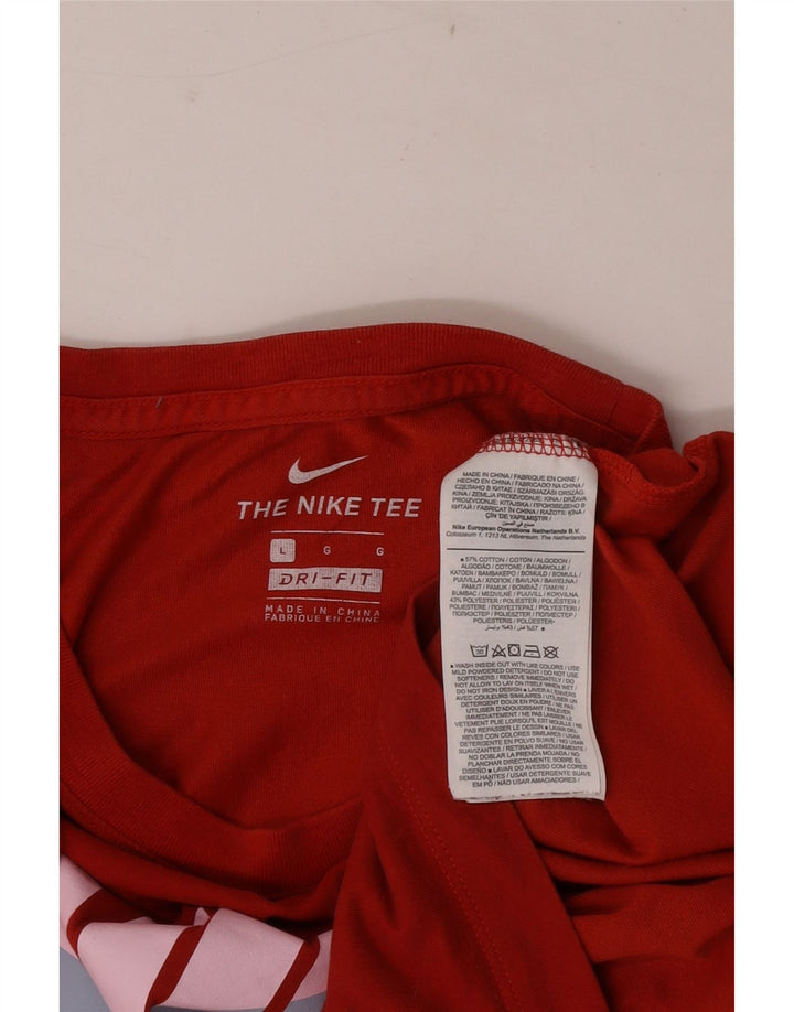 T-shirt grafica Nike Dri Fit da uomo, grande, in cotone rosso