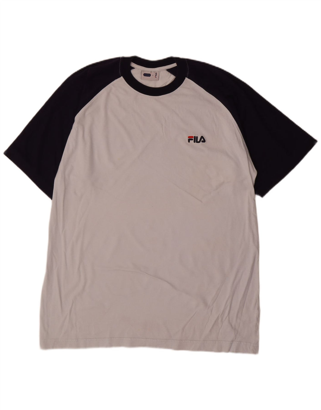 T-shirt Fila da uomo Top Large in cotone color block grigio