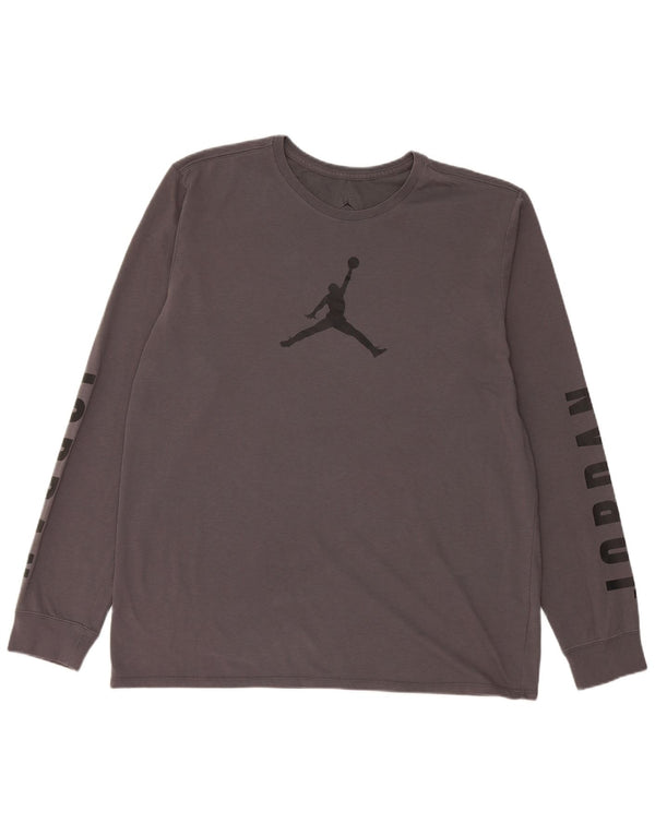 Top Jordan Dri Fit Graphic da uomo a maniche lunghe XL in cotone grigio