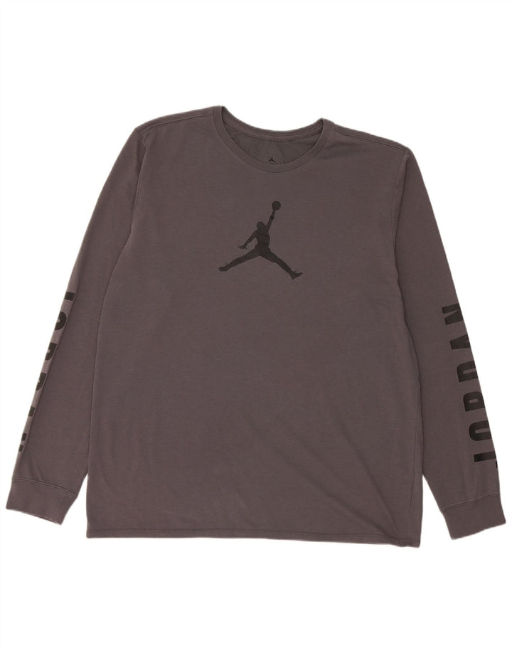 Top Jordan Dri Fit Graphic da uomo a maniche lunghe XL in cotone grigio