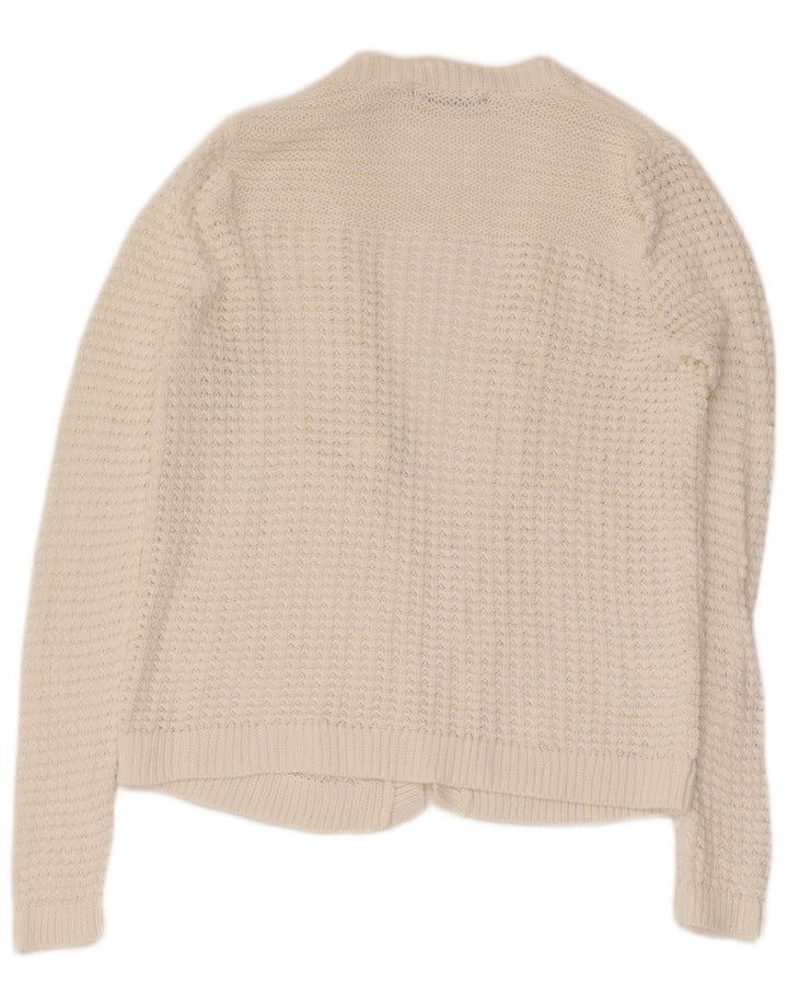 Maglione cardigan aperto da donna Marks & Spencer UK 8 piccolo bianco