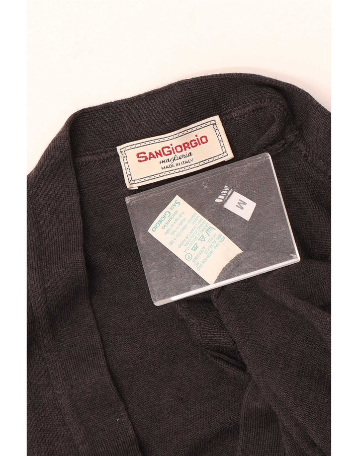 Maglione cardigan senza maniche da uomo Sangiorgio grigio medio in lana merino