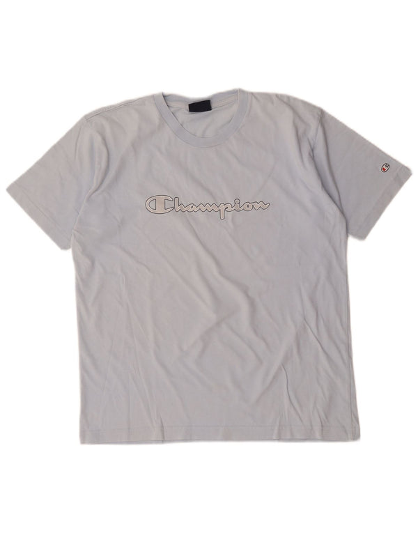 CHAMPION Boys Graphic T-Shirt Top 13-14 Years Blue Cotton