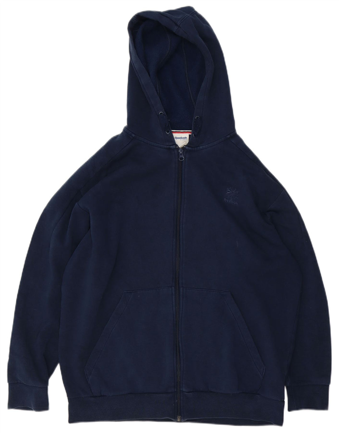 Maglione con cappuccio e zip da uomo Reebok grande in cotone blu navy