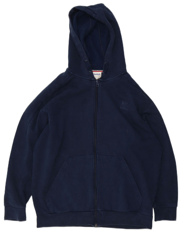 Maglione con cappuccio e zip da uomo Reebok grande in cotone blu navy