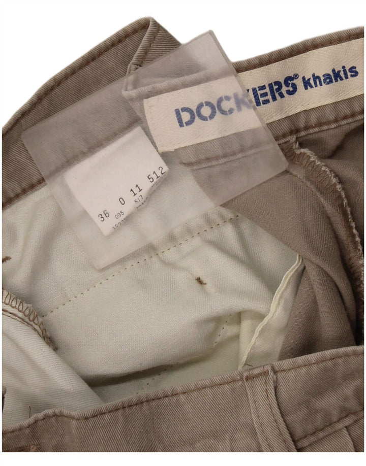 DOCKERS Pantaloncini chino con pegging da uomo kaki W36 grande cotone beige