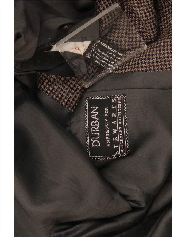Giacca blazer da uomo a 2 bottoni Durban UK 38 Lana nuova pied de poule grigio medio