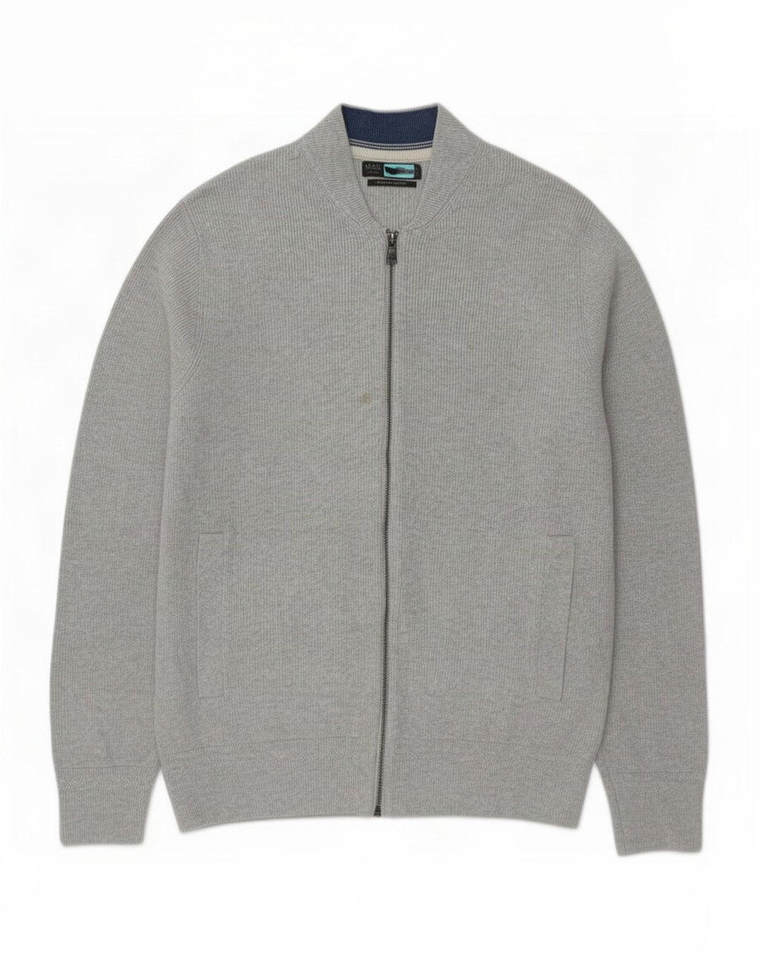 Maglione cardigan da uomo Marks & Spencer grande cotone chiazzato grigio