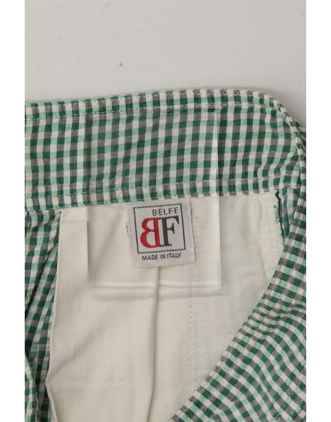 BELFE & BELFE Womens Pegged Casual Shorts UK 14 Medium W28 Green Gingham Vintage Belfe & Belfe and Second-Hand Belfe & Belfe from Messina Hembry 